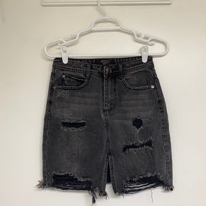 Forever 21 black denim skirt with slit